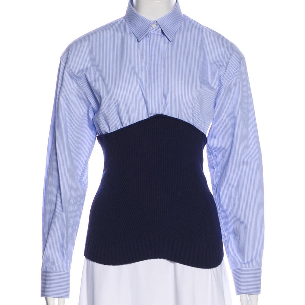 CÉDRIC CHARLIER Pointed Collar Long Sleeve Button-
